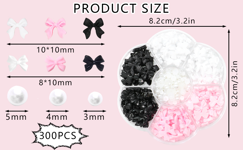 3D Bow Nail Charms Colorful Cute Bow Charms for Acrylic Nails Flatback Pearls for Nails Decoration