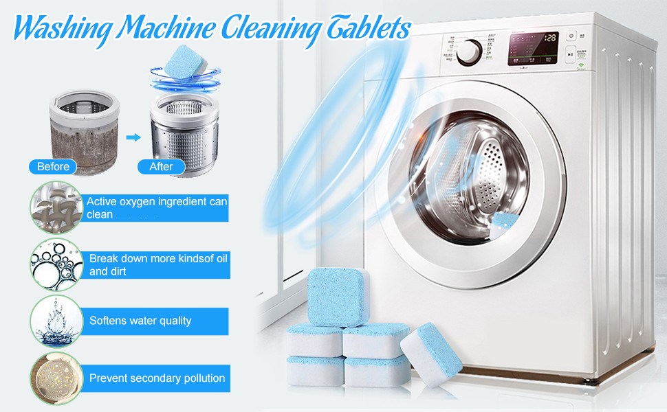 Washing Machine Cleaner, Effervescent Tablet Washer Cleaner, Solid
