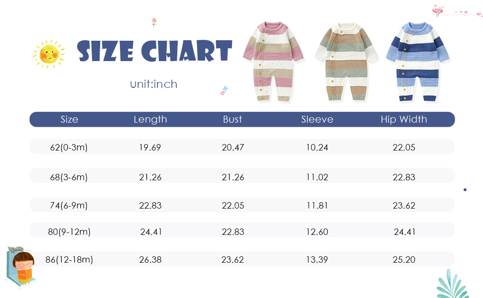 Infant Girl Boy Striped Sweater Romper