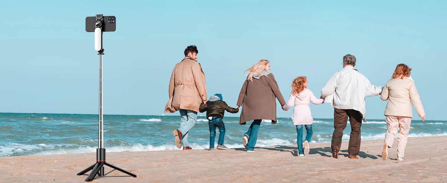 Stable Selfie Stick Tripod with Fill Light