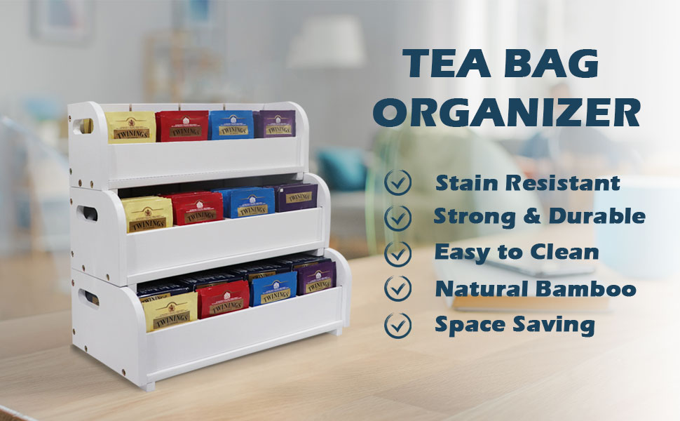 Tea Bag Storage Organizer Box Bamboo Tea bags Holder 3