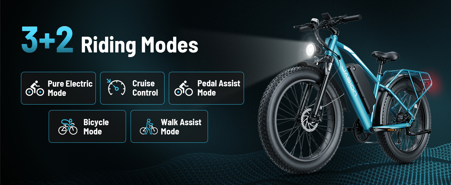 Jasion EB5 MAX Electric Bike for Adults, 48V 15Ah Removeable Battery - Jasion Electric Mountain Bike For Adults