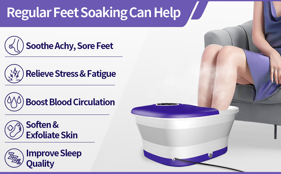 KNQZE Collapsible Foot Spa Bath with Heat, Remote Control, Temperature Control