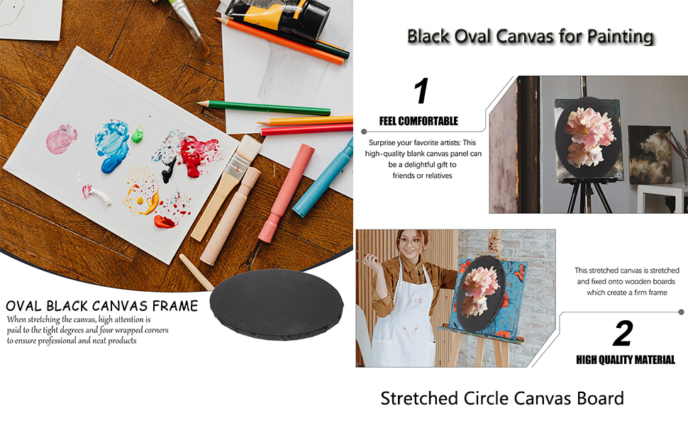FAVOMOTO Black Round Canvas for Painting Round Photo