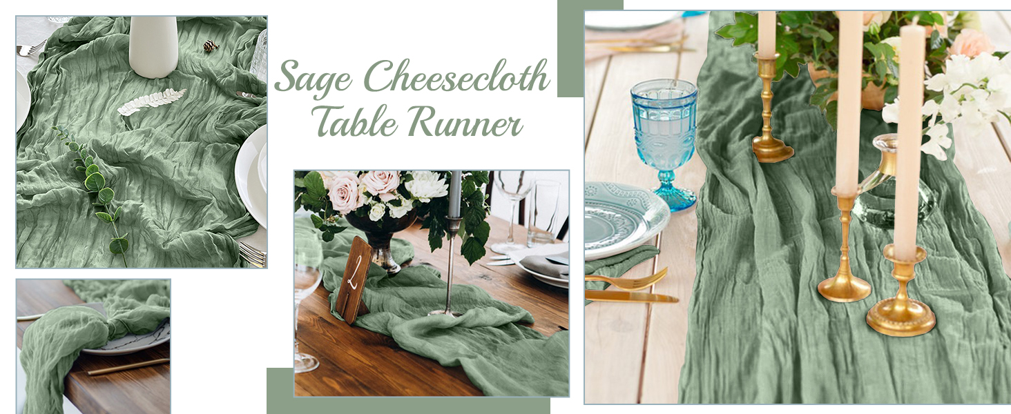 1 Pieces Cheesecloth Table Runner 35 x 118 inch Boho Gauze