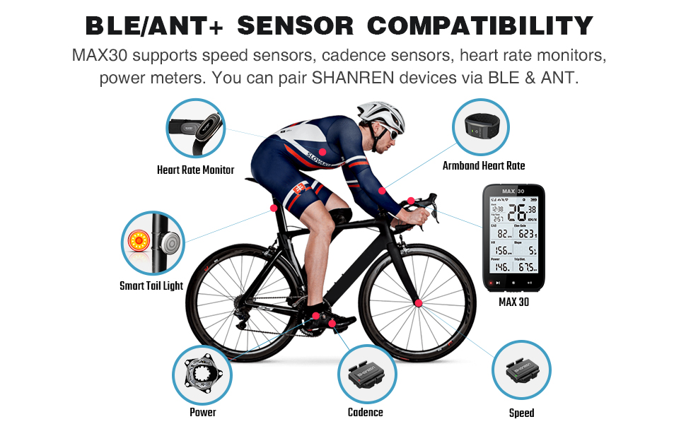 SHANREN GPS Bike Computer,Wireless Bluetooth Cycling