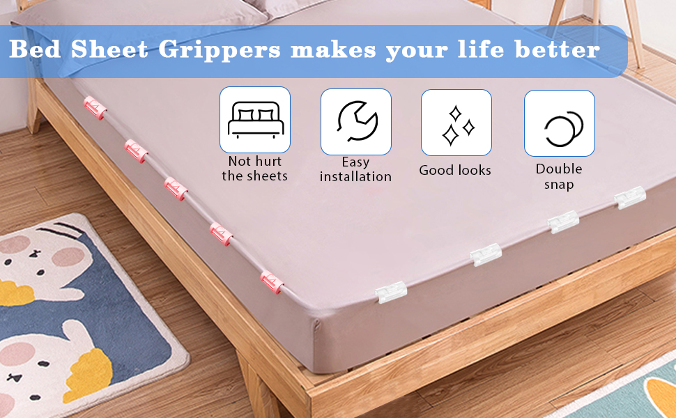 MQUPIN 24Pcs Sheet Clips for Bedding,Bed Sheet Grippers