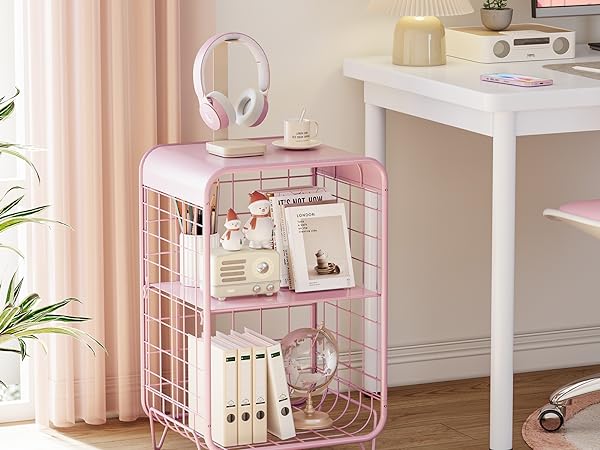 Amazon.com: APEXCHASER Cute Kids Pink Nightstand,Metal Side