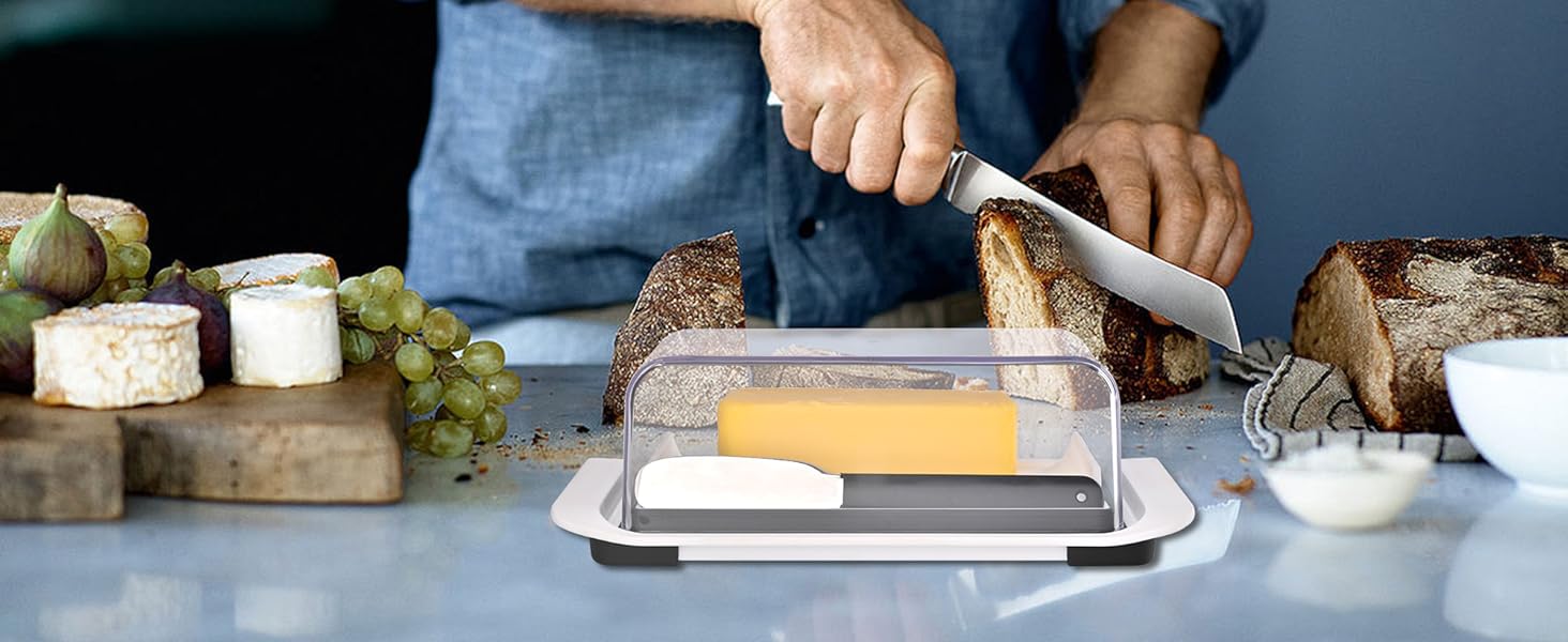 KITCHENDAO Airtight Butter Dish with Lid and Knife