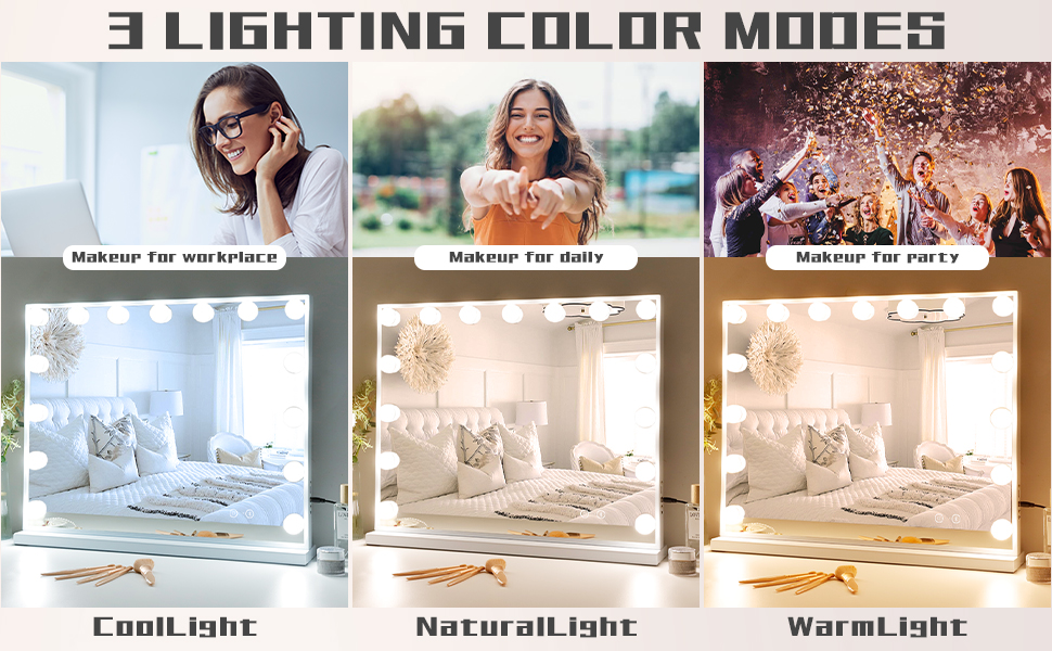 COOLJEEN Hollywood Lighted Vanity Mirror with Bluetooth