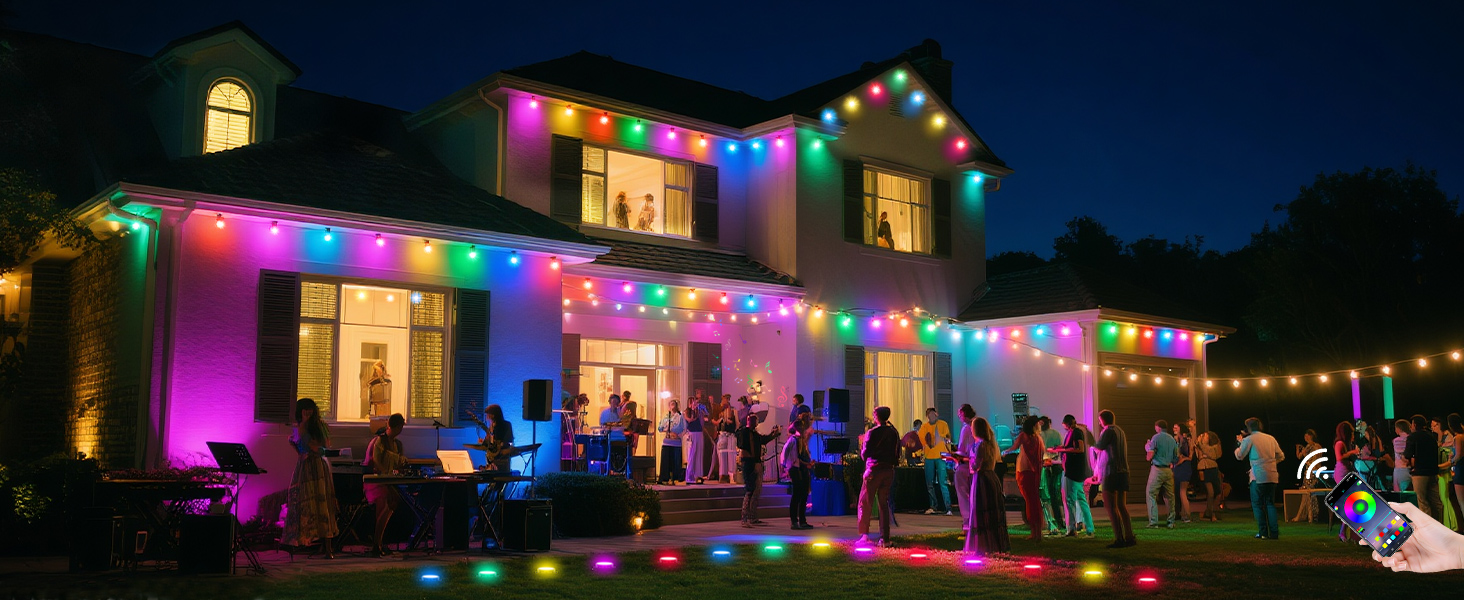 2-in-1 Eaves &amp; Ground Stakes LED String Light