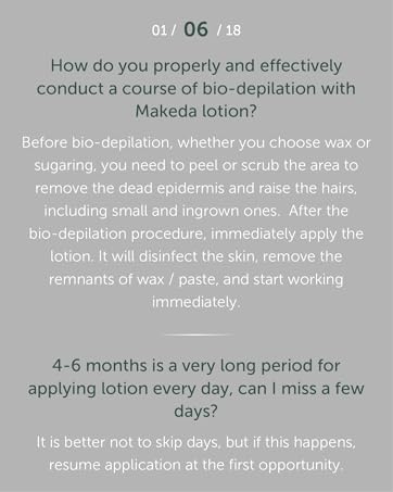 How do you properly and effectively conduct a course of bio-depilation with Makeda lotion?