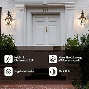 Sea Gull Lighting Kent One-Light Outdoor Post Lantern with Clear Beveled Glass Panels, Black Finish