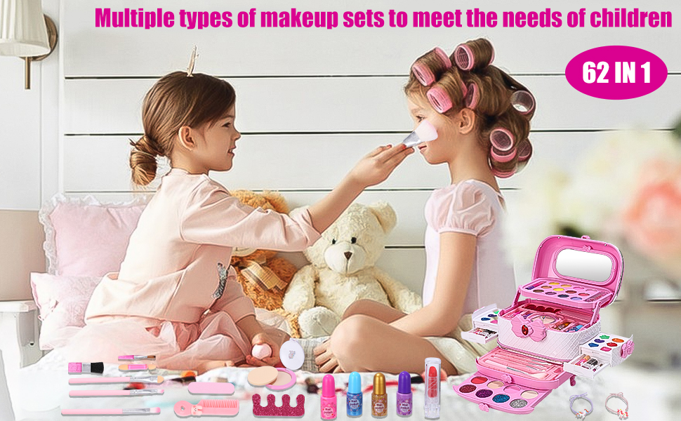 Kids Makeup Sets for Girls 62Pcs Teenage Make Up Starter Kit Christmas