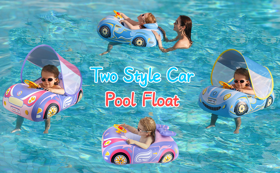 Baby Pool Float with Canopy, PVC Baby Swim Float with Sun Shade Cover