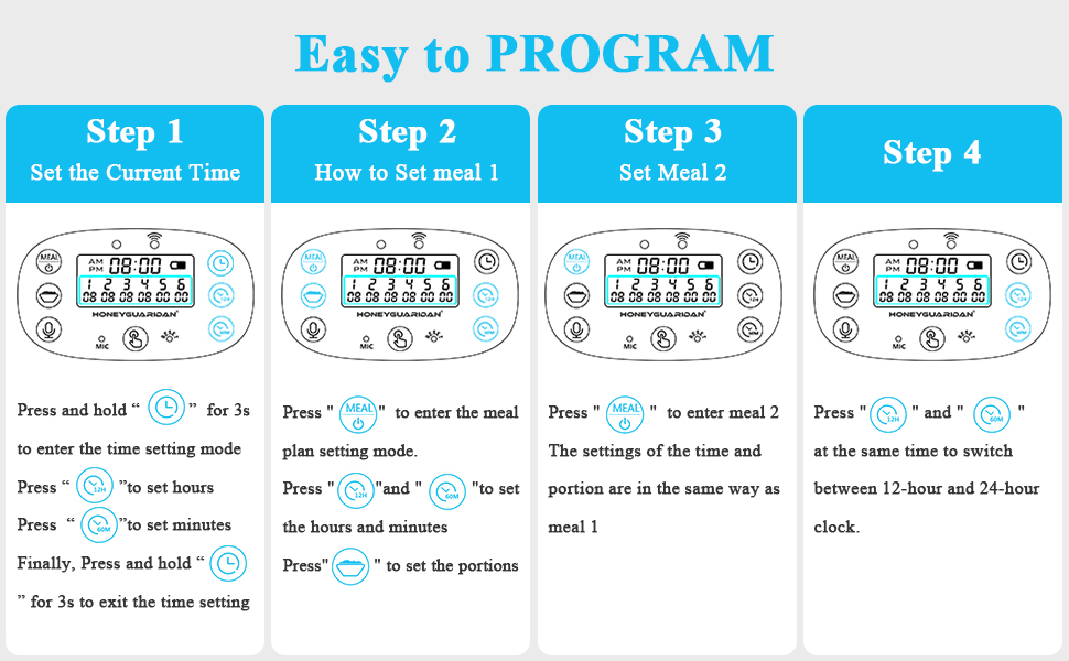 HoneyGuaridan Automatic Cat Feeder, Pet Feeder for Cat and Dog with