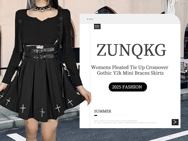 Amazon.com: ZUNQKG Womens Gothic Braces Skirt Tie Up