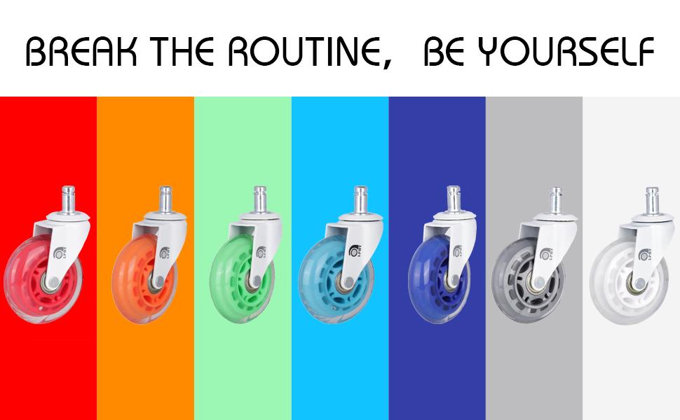 LPHY Office Chair Wheels (Set of 5) 3'' Smooth Rolling