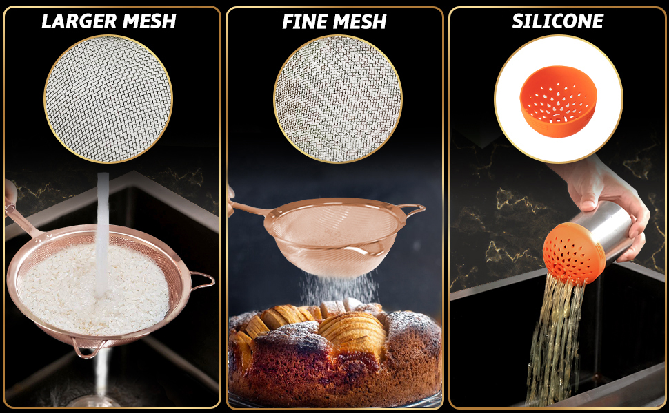 Stainless Steel Strainer Set 1 Large Pasta Strainer + 1 Small Extra