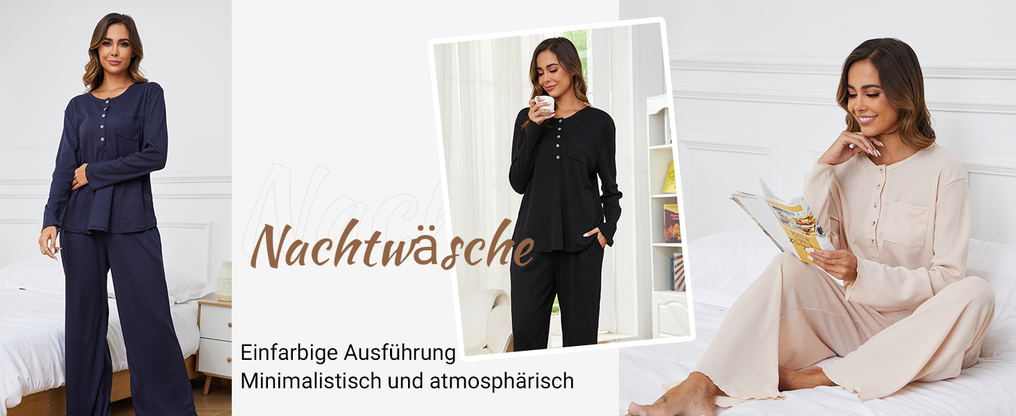 GAESHOW Damen Baumwoll Pyjama