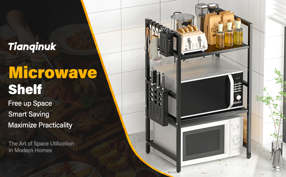 Tianqinuk Microwave Shelf, Extendable Microwave Stand, Over Microwave