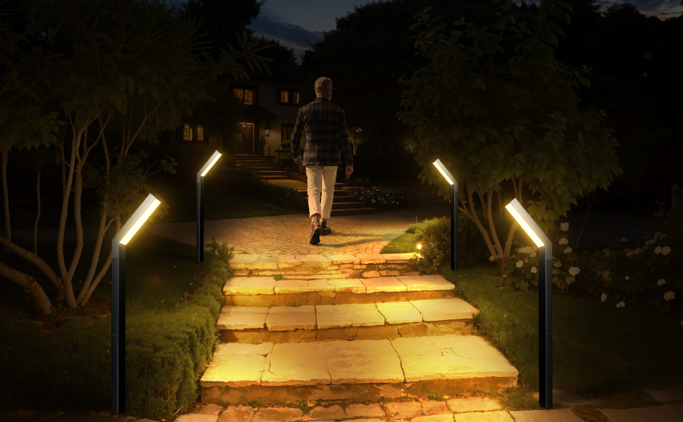 JSOT Solarlampen für Außen Garten 2 Stück Wegeleuchten mit