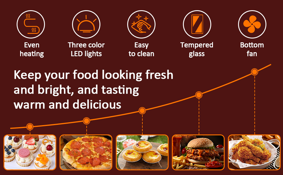 35" Food Warmer Commercial, Countertop Pizza Warmer 3Tier