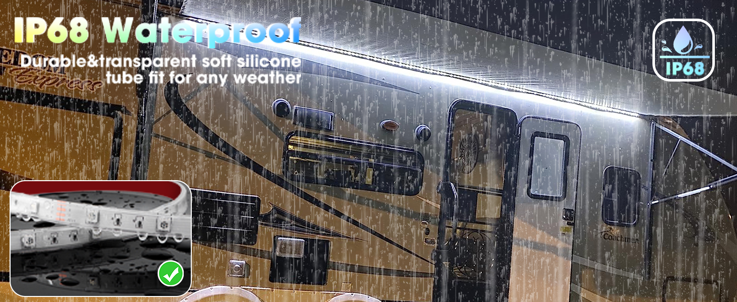 Yeenoon RV Awning Lights, 12V 50FT RGB RV Camping Awning