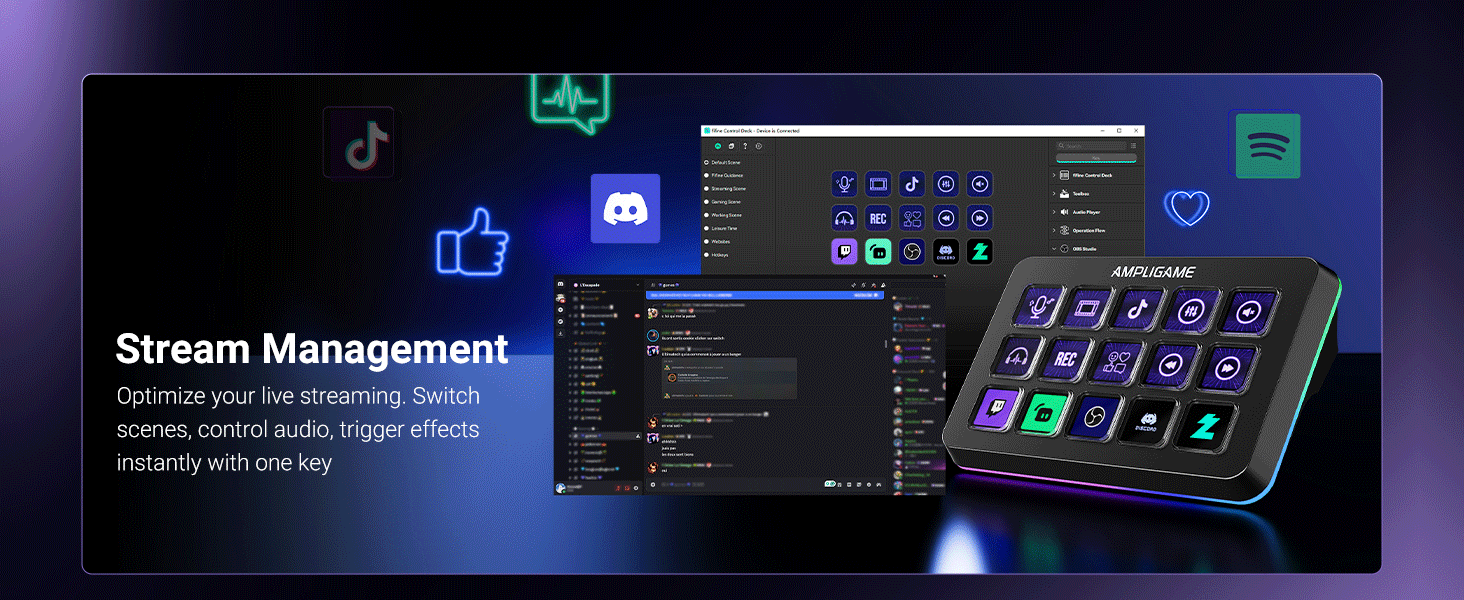 724eef48-014e-4e62-923f-00ee7fc67012.__CR0,0,1464,600_PT0_SX1464_V1___ Fifine AmpliGame Stream Controller with 15 Macro Keys, Streaming Keyboard with Trigger Actions in OBS/Twitch/YouTube/Streamlabs, Shortcut Buttons Keypad Works with Mac and PC-D6