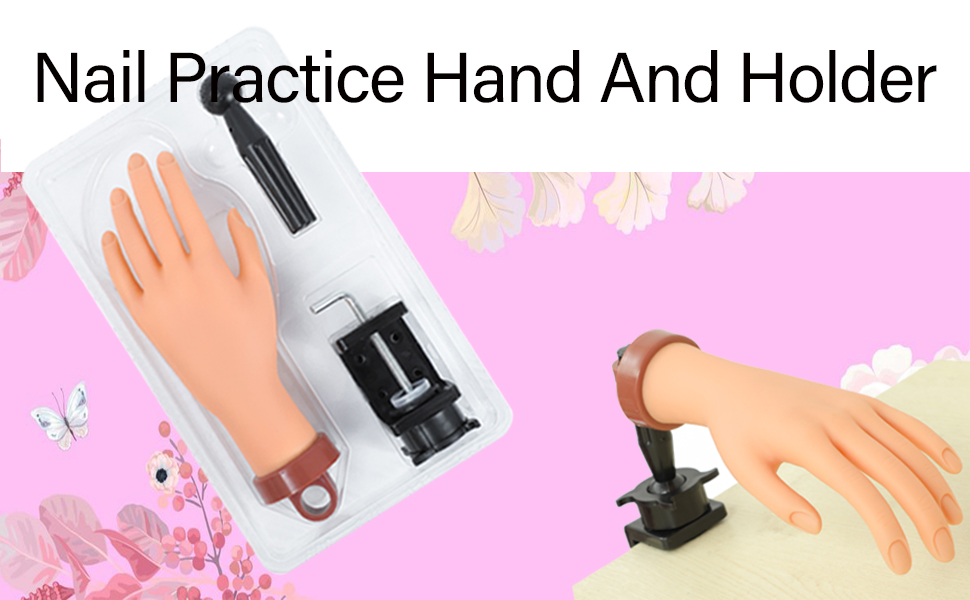 Acrylic Nails Practice Hand with Clamp for Nail Art Training Kit B