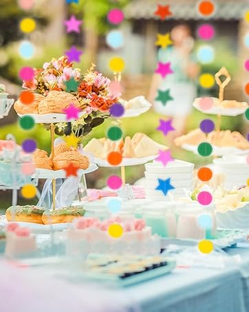 Colorful Circle String Colored Dot Door Window Streamers Paper Garland