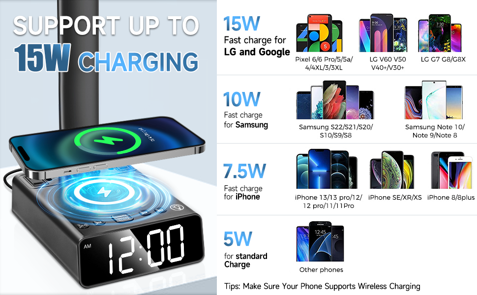 small desk lamp alarm clock with wireless charging office lamp desk lamp with usb charging port