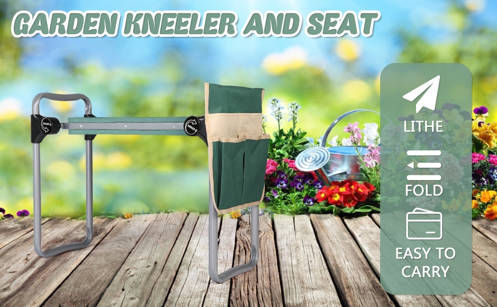 LONABR Garden Kneeler and Seat Heavy Duty Kneeling Bench Sturdy Garden Tools