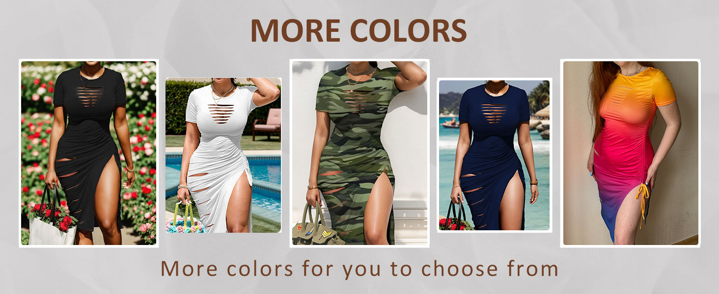 Women's SEXY Dresses Cutout Bodycon Short Sleeve Crewneck Slit Ruched Club Party Midi Dress