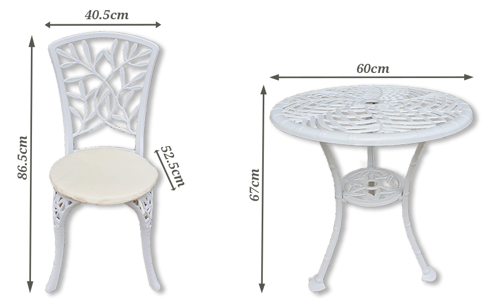 SH&G Hembury Cast Aluminium Bistro Set 3 Piece Patio Furniture Rust
