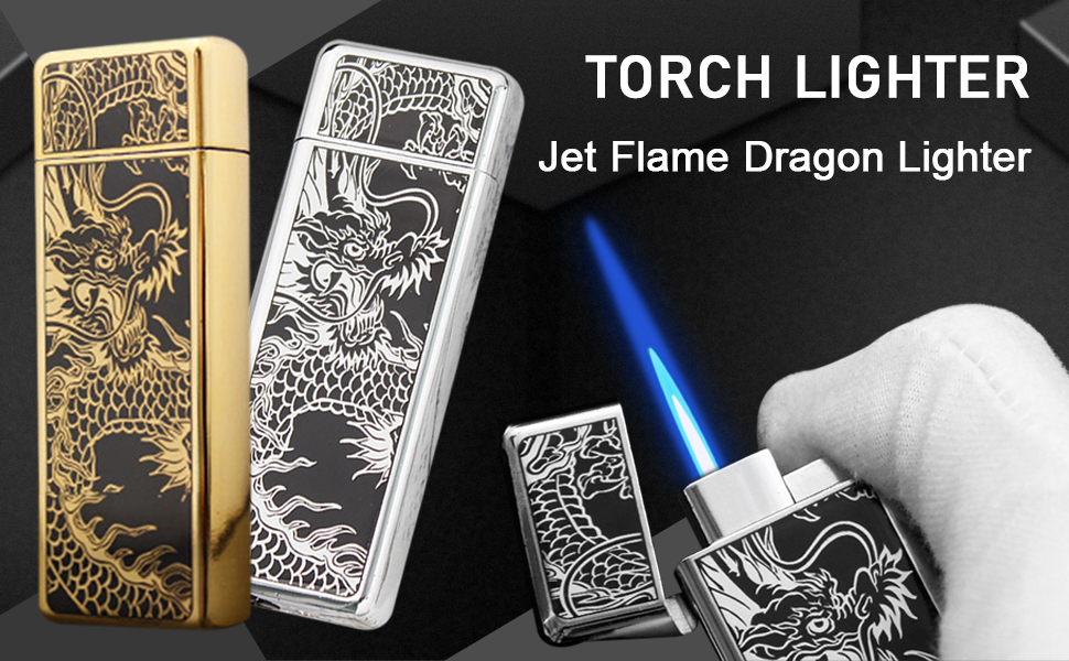 PIOYYDS Lighter, Torch Lighter, Jet Flame Dragon Lighter with Adjusting