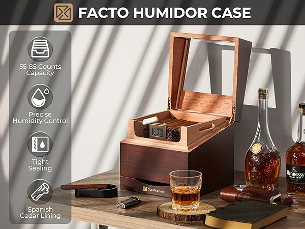 Amazon.com: GLENCREAG FT-2041 Cigar Humidor Box for up to 85