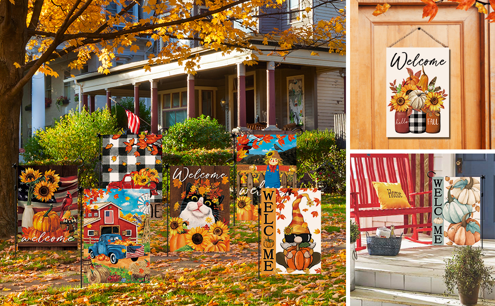 CMEGKE Football Garden Flag Autumn Flags Fall Flag