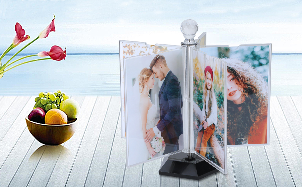 ZEEYUAN Rotating Acrylic Photo Frame DIY Multiple Picture Frame 5