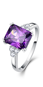 5.25Ct 8X10mm Lila Amethyst 925 Sterling Silber Versprechen Verlobung Ehering