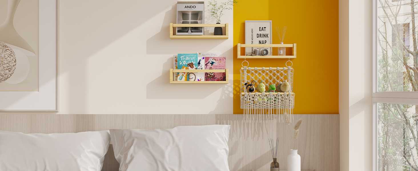 Floating Wall Mounted Shelves for Children Bed Room