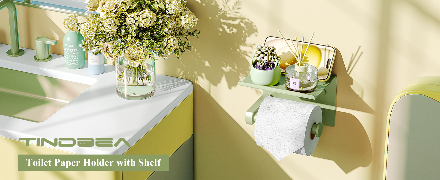 Tindbea Toilet Paper Holder with Shelf
