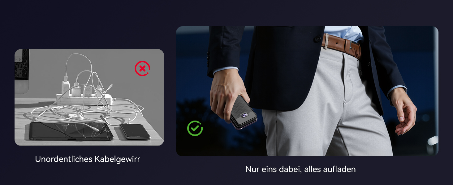 Weißer Hund, der auf einer beigen Oberfläche liegt und mit einem orangefarbenen Pflegewerkzeug gebürstet wird.