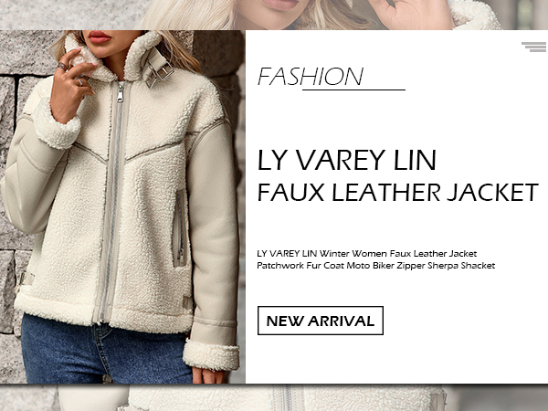 LY VAREY LIN Winter Women Faux Leather Jacket Patchwork Fur Coat