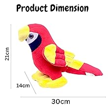 Soft parrot toy 30cm dimensions