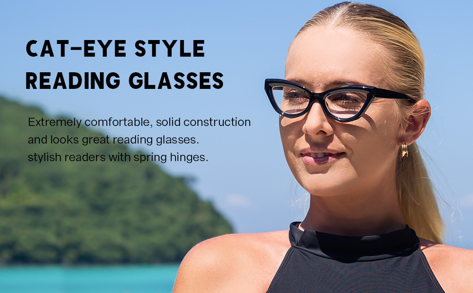 Cateye Style reading glasses women plastic Eyeglass spring-hinges eyewear fashion readers