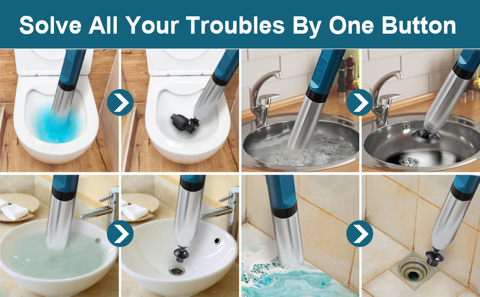 Toilet Plunger, Drain Clog Remover Tools, High Pressure Air Drain