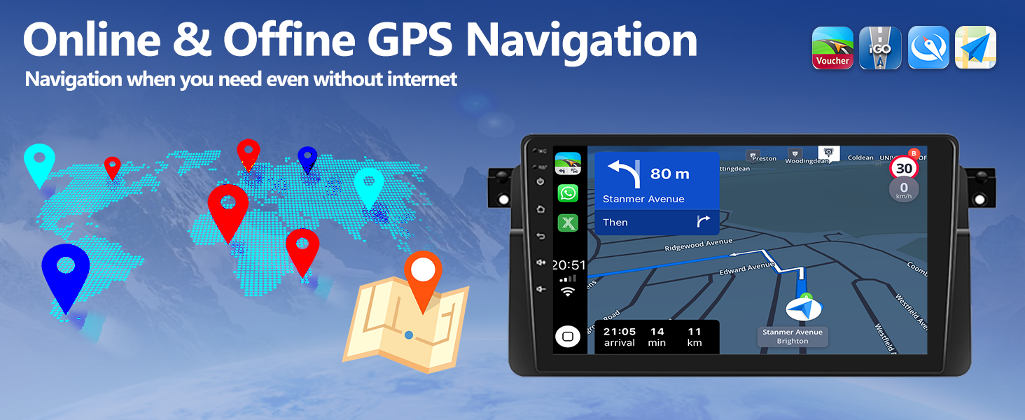 CAMECHO Wireless CarPlay Android Auto Car Stereo Receiver Android 11