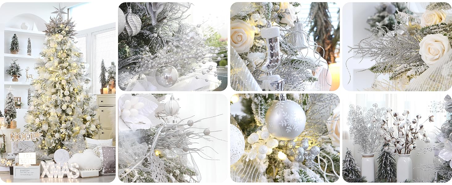 Silver twigs on a Christmas tree