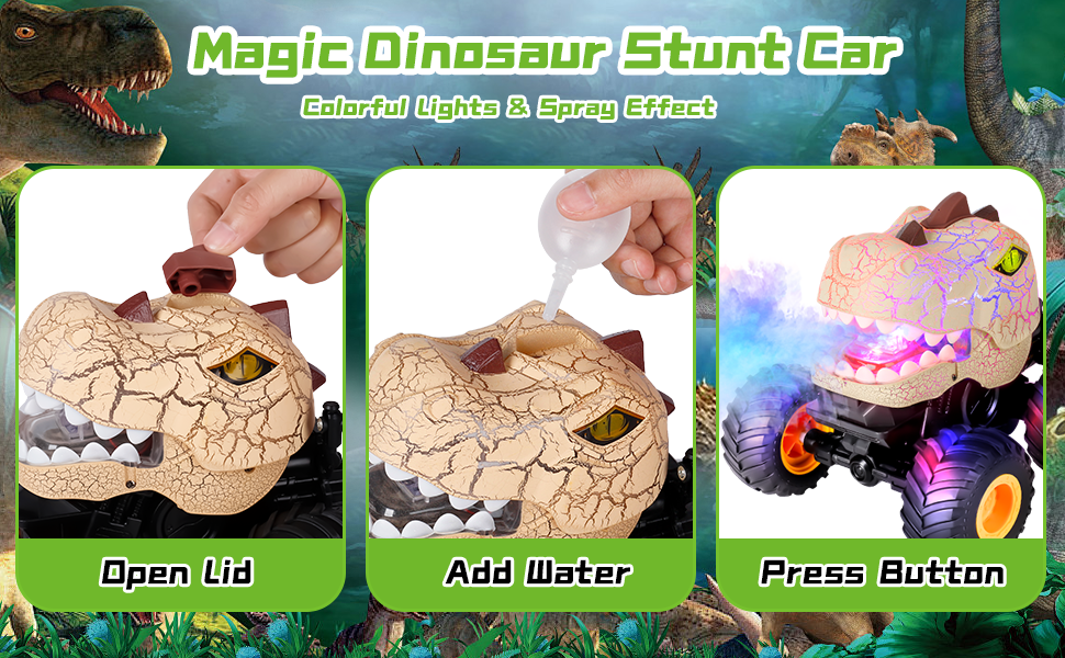 dinosaur monster truck monster trucks for toddlers 2-4 years remote control dinosaur for boys 4-7